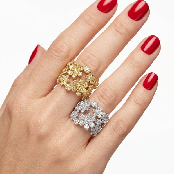 Anello fascione  fiori