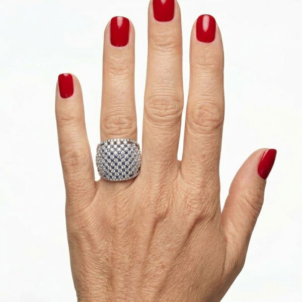 Anello regolabile acciaio rodiato e zirconi