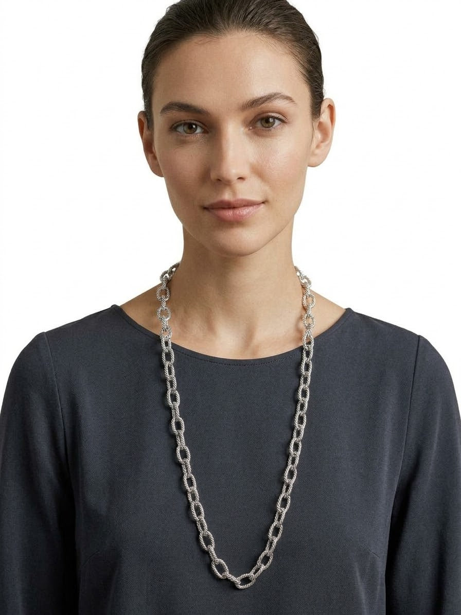 collana catena lavorata tipo valentino silver